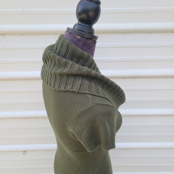 Sweater Project women's Argyle Knit Cowl Neck Fitted Sweater Dress Green Sz S - Picture 4 of 9